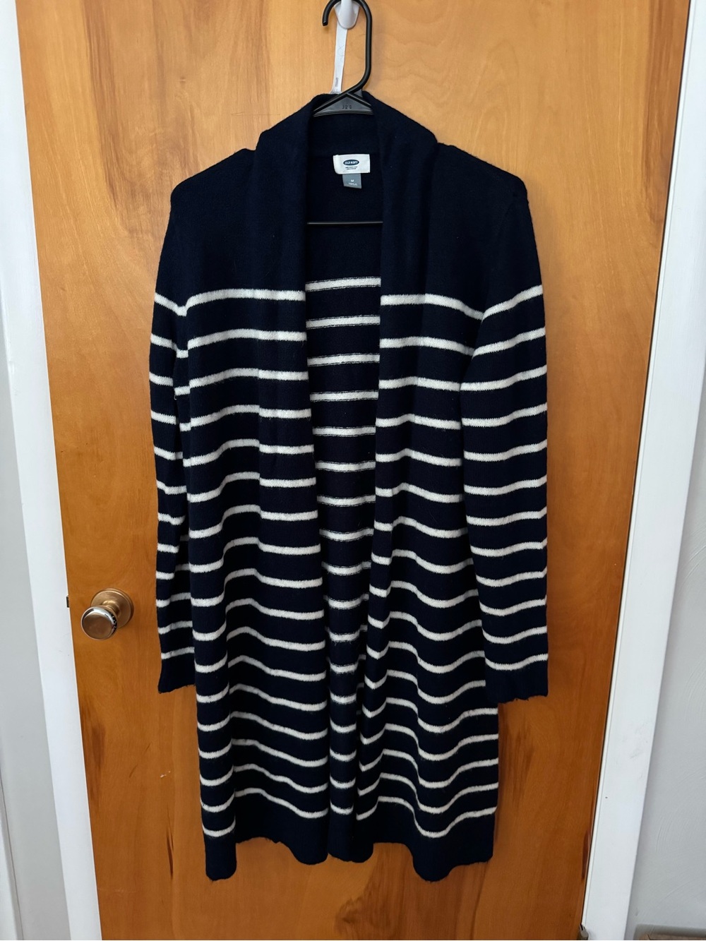 Old Navy Navy and White Striped Open-Front Cardigan